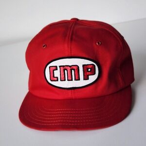 Vintage CMP Baseball Cap Trucker Hat‎ Patch Red White Snapback 90s Canvas C.M.P.